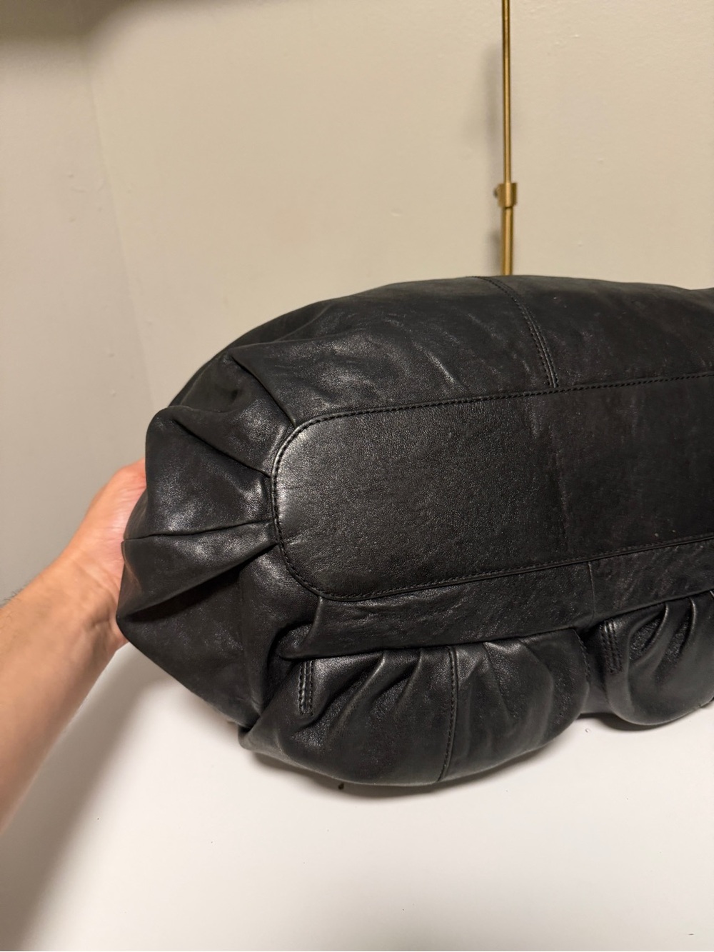 L.A.M.B. Gwen Stefani Black Leather Hobo Bag Shoulder Purse Vintage Cargo Pocket - Picture 5 of 14